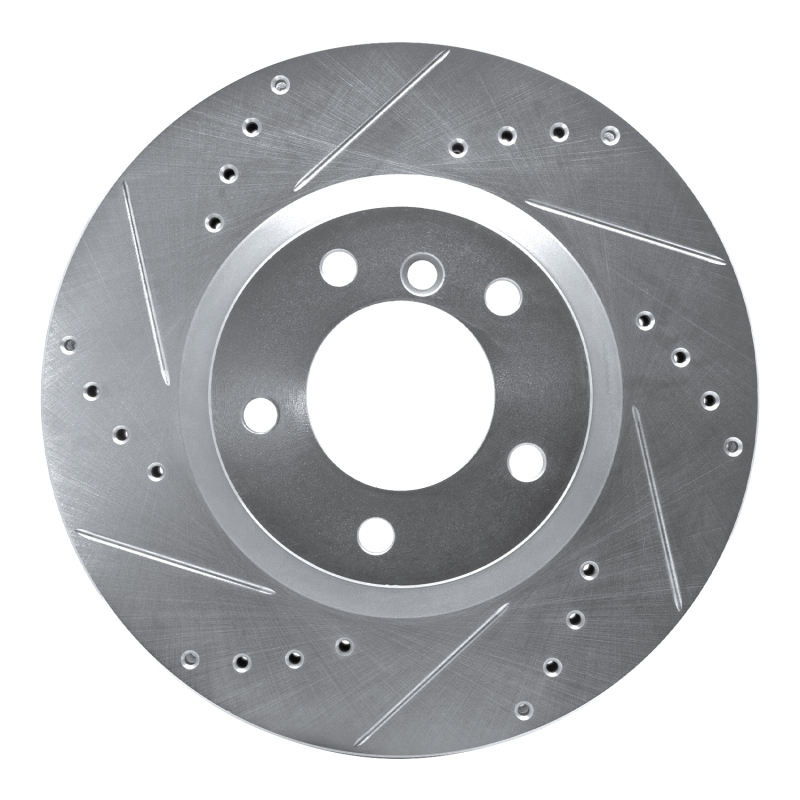 R1 Concepts for 95-99 BMW M3 E36 Right Front Drilled & Slotted Silver Brake Rotor