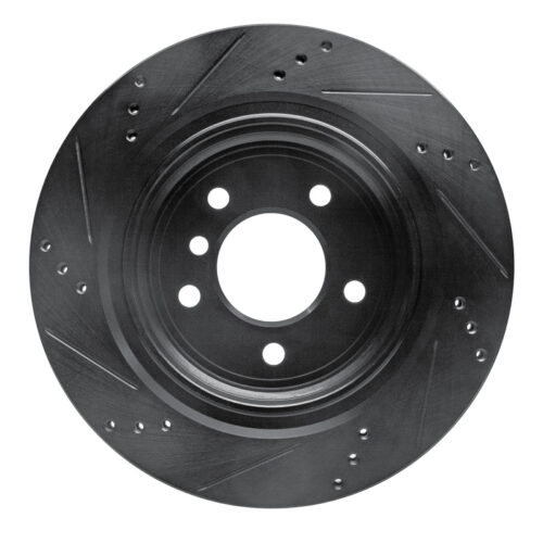 R1 Concepts for 95-99 BMW M3 E36 Left Rear Drilled & Slotted Black Brake Rotor - Image 5