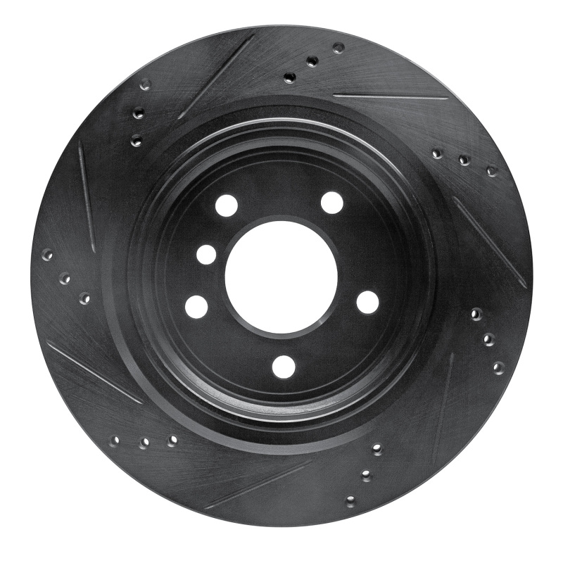 R1 Concepts for 95-99 BMW M3 E36 Left Rear Drilled & Slotted Black Brake Rotor - Image 5