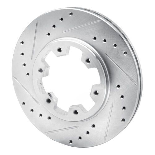 Alternative view of R1 Concepts for 85-02 Nissan Pickup Hardbody Front Left Drilled & Slotted Silver Brake Rotor