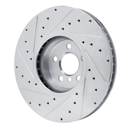 R1 Concepts for 16-25 BMW 430I Left Front Drilled & Slotted Silver Brake Rotor - Image 4