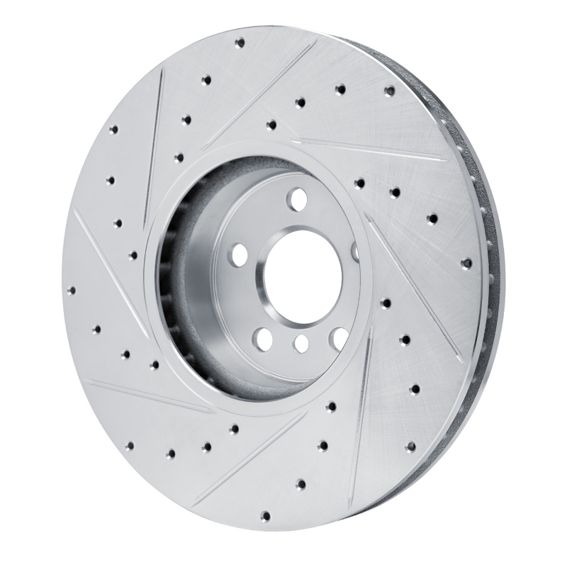 R1 Concepts for 16-25 BMW 430I Left Front Drilled & Slotted Silver Brake Rotor - Image 4