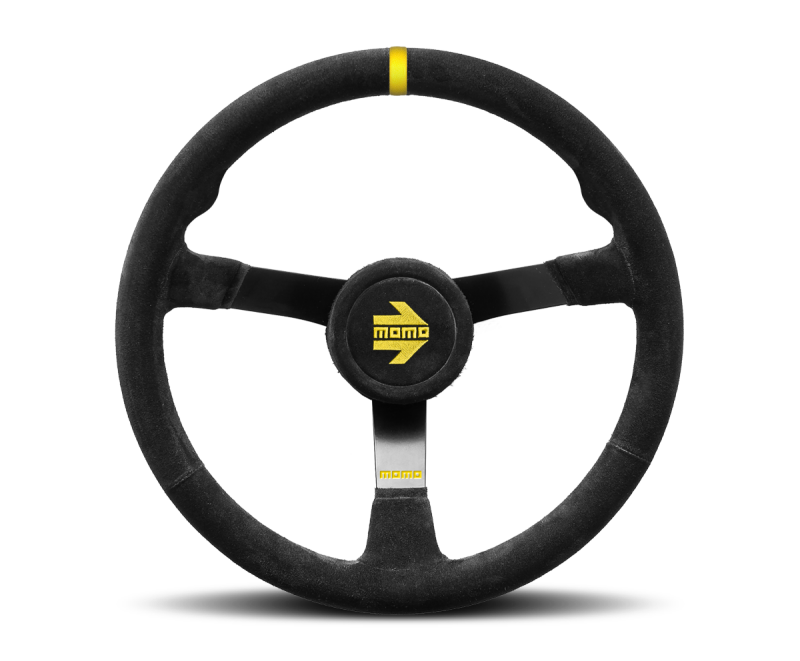 Momo R1905/35L MOD07 Steering Wheel 350 mm - Black Leather/Black Spokes/1 Stripe - Image 2