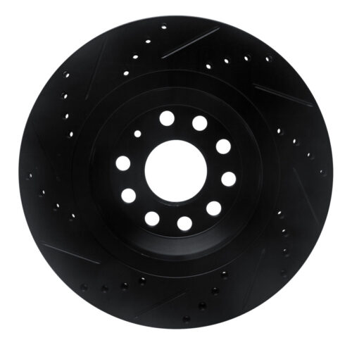 R1 Concepts for 15-25 Volkswagen GTI Rear Right Drilled & Slotted Black Brake Rotor - Image 5