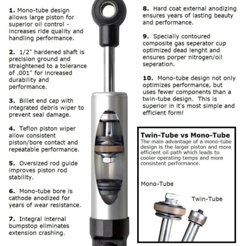 Alternative view of Ridetech 64-69 Lincoln Rear HQ Shock / 7.55in Stroke / Stud Plate/Eye - Single