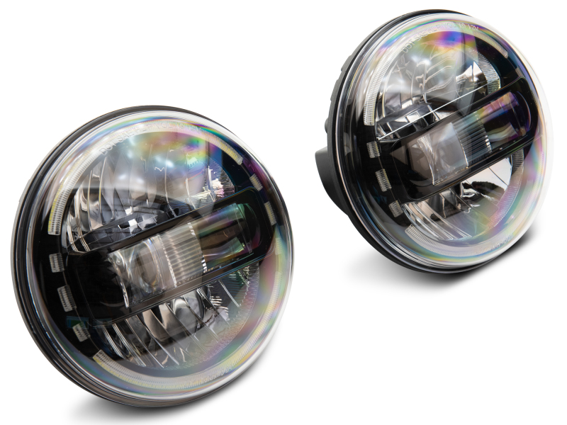Raxiom for 1997-2018 Jeep Wrangler TJ/JK Axial 7-Inch LED Headlights w/ DRL- Black Housing (Clear Lens) - Image 4