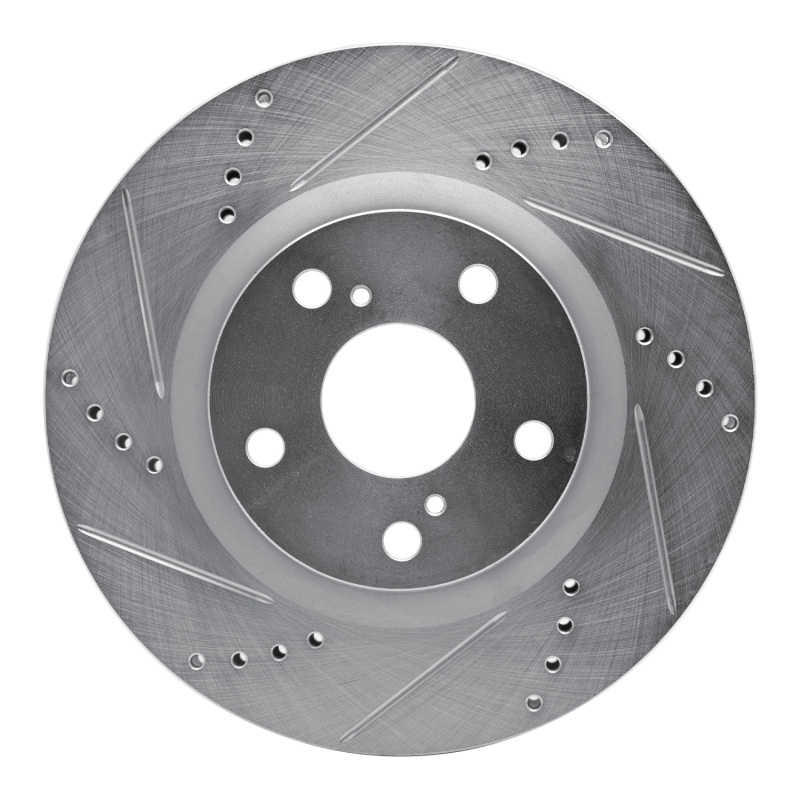 R1 Concepts for 06-20 Lexus ES300H Front Left Drilled & Slotted Silver Brake Rotor
