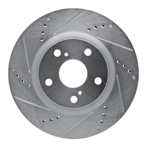 R1 Concepts for 2022-2023 Genesis G70 Front Left Drilled & Slotted Silver Brake Rotor