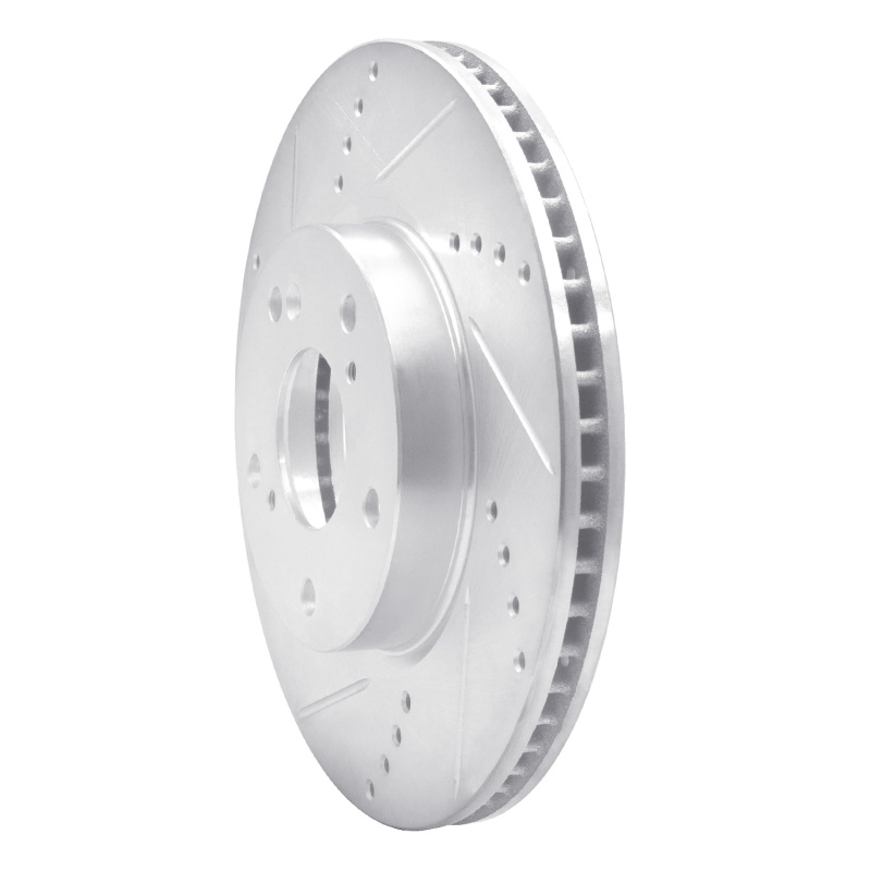 R1 Concepts for 16-25 Honda Civic Coupe Front Left Drilled & Slotted Silver Brake Rotor - Image 2