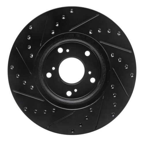 R1 Concepts for 02-15 Acura ILX Front Right Drilled & Slotted Black Brake Rotor - Image 5