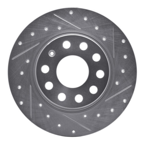 R1 Concepts for 05-25 Audi A3 Rear Right Drilled & Slotted Silver Brake Rotor