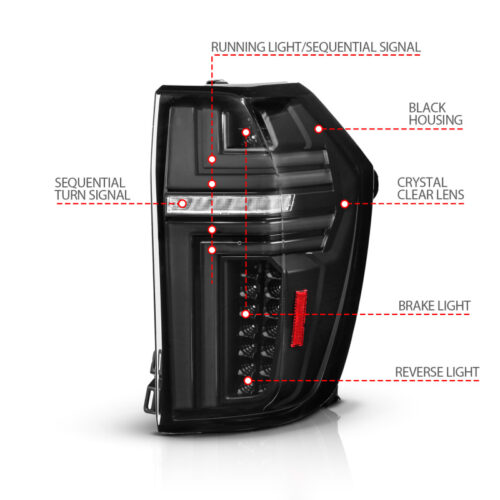 ANZO 21-24 Chevy Suburban/Tahoe Full LED Tail Lights SeqSig Black - Pair - Image 4