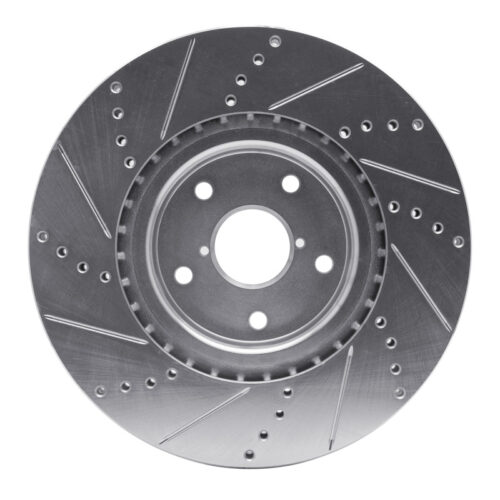 R1 Concepts for 05-20 Subaru WRX Front Right Drilled & Slotted Silver Brake Rotor - Image 5