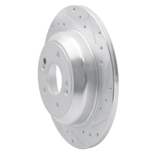 Alternative view of R1 Concepts for 18-23 Genesis G70 Rear Right Drilled & Slotted Silver Brake Rotor