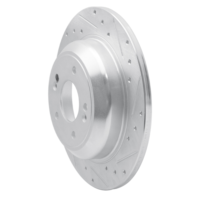R1 Concepts for 18-23 Genesis G70 Rear Right Drilled & Slotted Silver Brake Rotor - Image 2