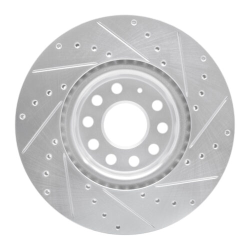 R1 Concepts for 05-25 Audi Q3 Front Left Drilled & Slotted Silver Brake Rotor - Image 5