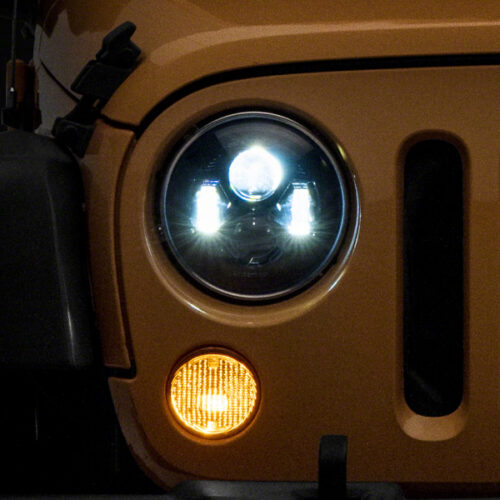 Raxiom for 2007-2018 Jeep Wrangler JK 7-In LED Headlights- Black Housing (Clear Lens)