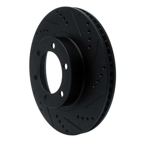 R1 Concepts for 03-09 Lexus GX470 Front Right Drilled & Slotted Black Brake Rotor - Image 2