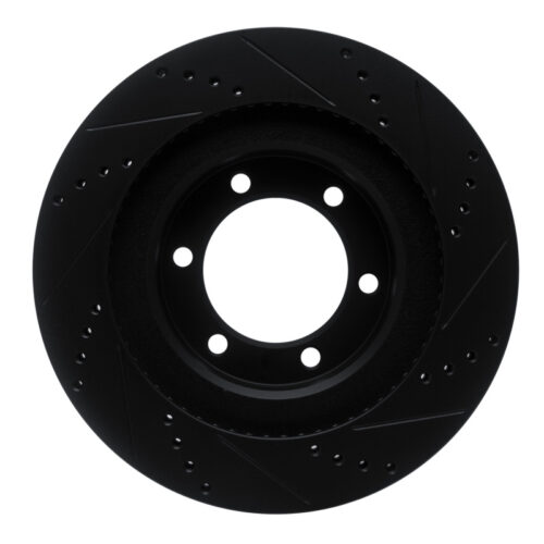 R1 Concepts for 03-09 Lexus GX470 Front Left Drilled & Slotted Black Brake Rotor - Image 5