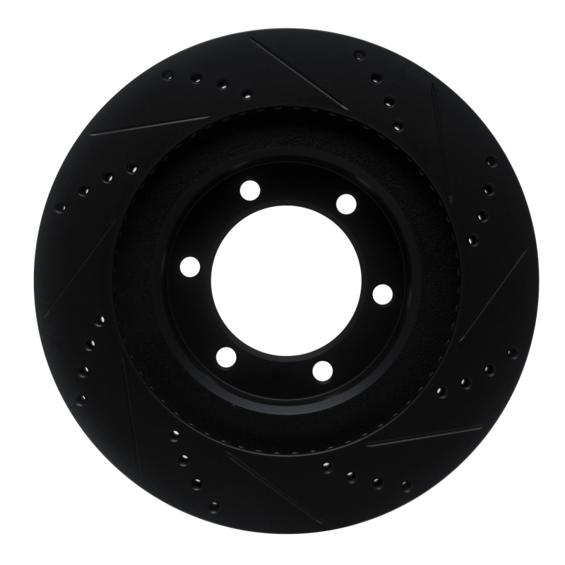 R1 Concepts for 03-09 Lexus GX470 Front Left Drilled & Slotted Black Brake Rotor - Image 5