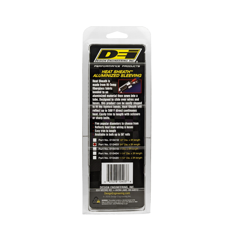 DEI Heat Sheath 3/4in x 3ft - Aluminized Sleeving - Sewn Edge - Image 6