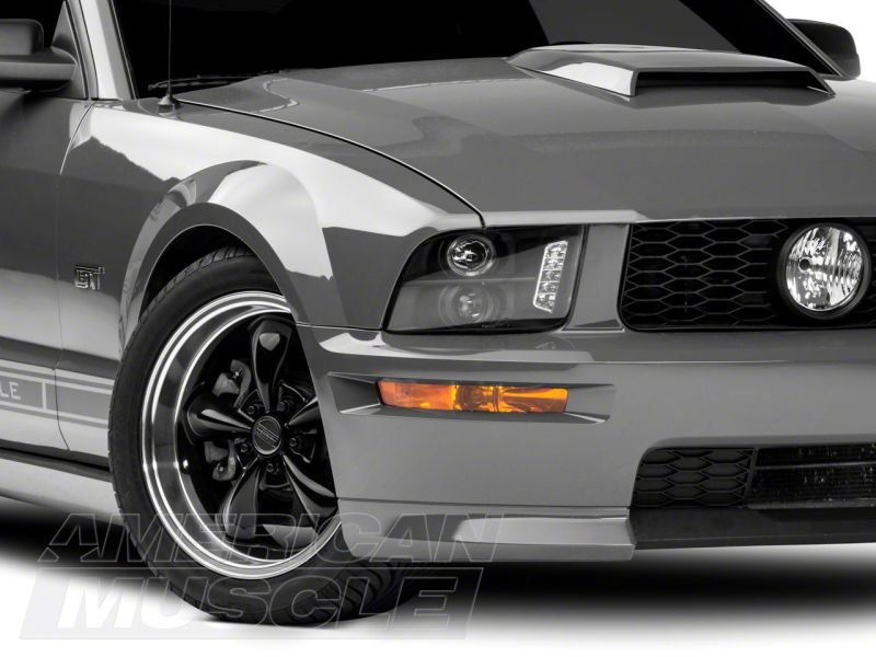 Raxiom for 2005-2009 Ford Mustang Excluding GT500 LED Halo Projector Headlights- Black Housing (Clear Lens) - Image 2