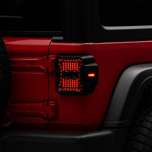 Raxiom for 2018-2023 Jeep Wrangler JL Axial Series Linear LED Tail Lights- Black Housing (Smoked Lens)