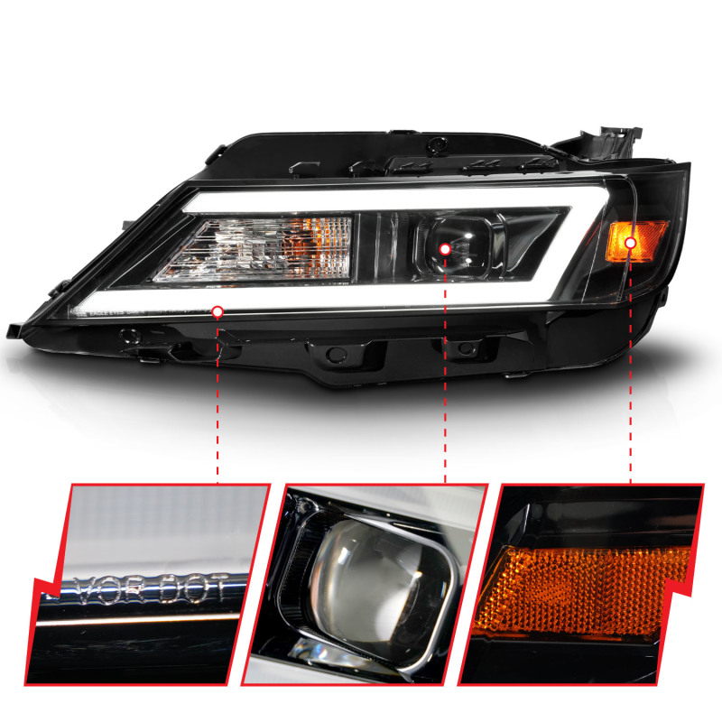 ANZO 14-20 Chevrolet Impala Square Projector LED Bar Headlights w/ Black Housing - Image 3