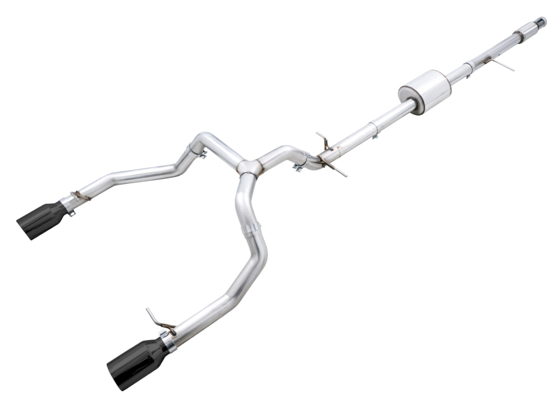 AWE Tuning 4th Gen GM 1500 5.3L 0FG Cat-Back Split Rear Exit (Flat Bumper) - Dual Diamond Tips
