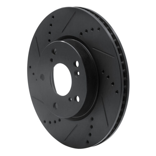 Alternative view of R1 Concepts for 2016-2025 Honda Accord Coupe Front Left Drilled & Slotted Black Brake Rotor