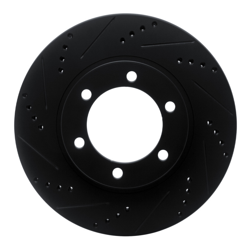 R1 Concepts for 03-09 Lexus GX470 Front Left Drilled & Slotted Black Brake Rotor