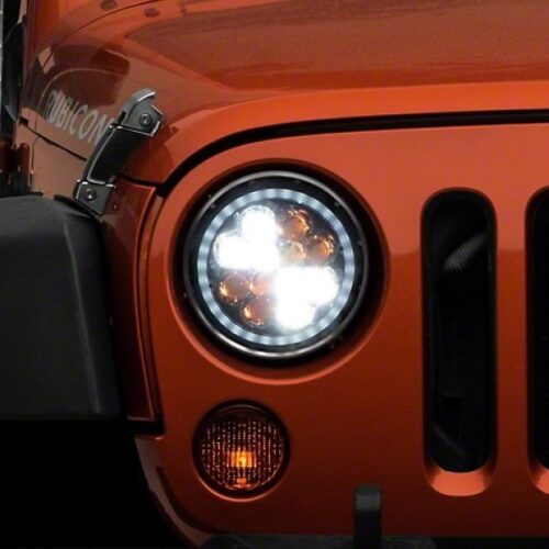 Alternative view of Raxiom for 1997-2018 Jeep Wrangler TJ/JK Axial Spider LED Headlight w/ Amber DRL- Chrome Hsng (Clear Lens)