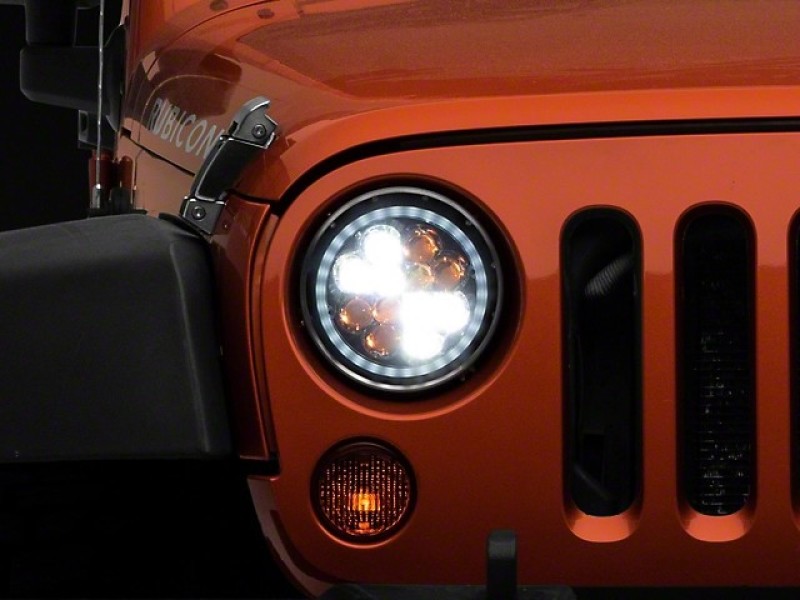 Raxiom for 1997-2018 Jeep Wrangler TJ/JK Axial Spider LED Headlight w/ Amber DRL- Chrome Hsng (Clear Lens) - Image 2
