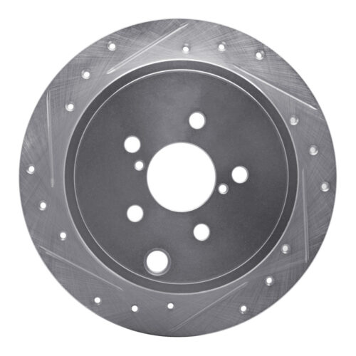 R1 Concepts for 08-15 Subaru Impreza Rear Left Drilled & Slotted Silver Brake Rotor