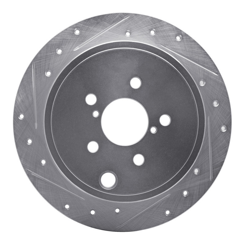R1 Concepts for 08-15 Subaru Impreza Rear Left Drilled & Slotted Silver Brake Rotor