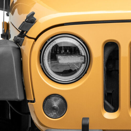 Raxiom for 1997-2018 Jeep Wrangler TJ/JK 7-Inch LED Headlights w/ Halos- Black Housing (Clear Lens) - Image 9