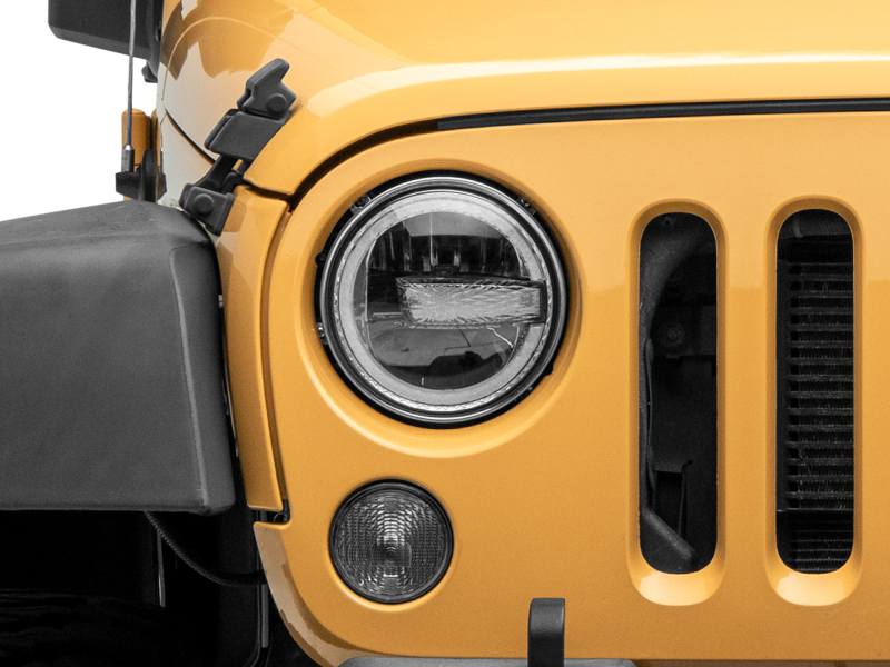 Raxiom for 1997-2018 Jeep Wrangler TJ/JK 7-Inch LED Headlights w/ Halos- Black Housing (Clear Lens) - Image 9