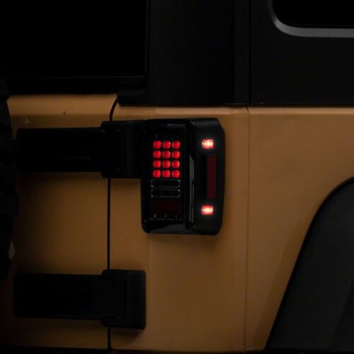 Raxiom for 2007-2018 Jeep Wrangler JK Axial Series LED Tail Lights- Black Housing (Clear Lens) - Image 6
