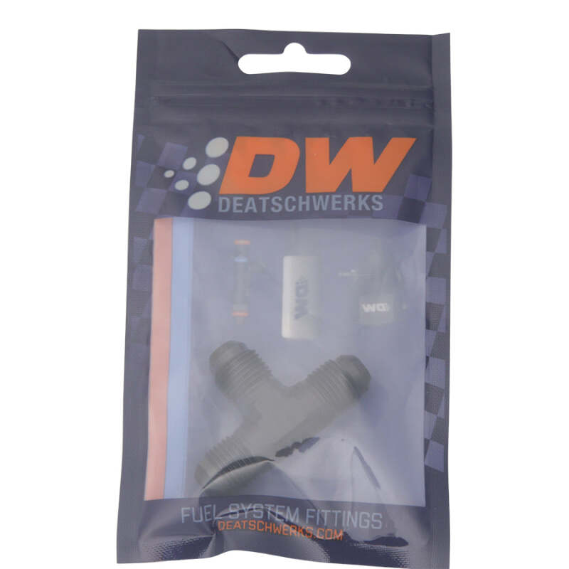 DeatschWerks 6AN Male Flare to 6AN Male Flare to 6AN Male Flare Tee Fitting - Anodized Matte Black - Image 2