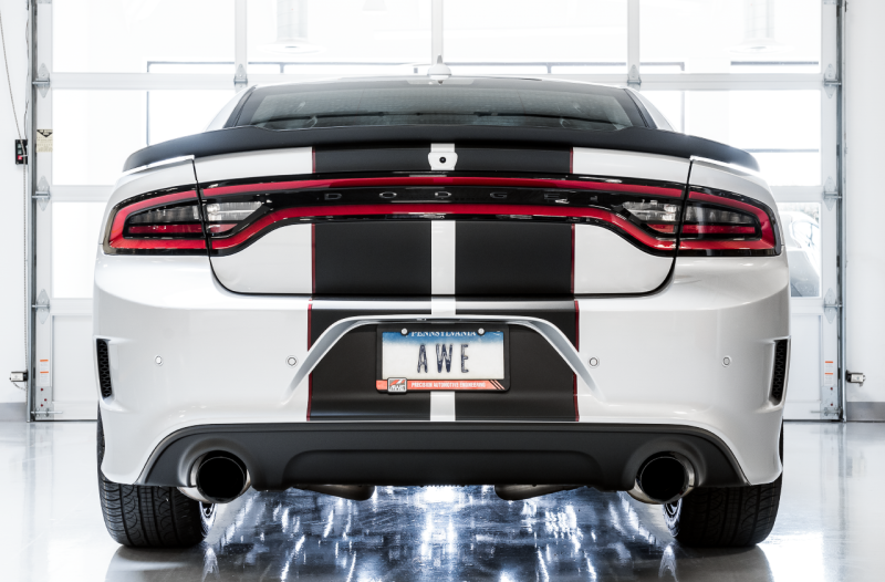AWE Tuning Touring Edition Exhaust - Diamond Blk Tips for 2015+ Dodge Charger 6.4L/6.2L Non-Resonated - Image 4