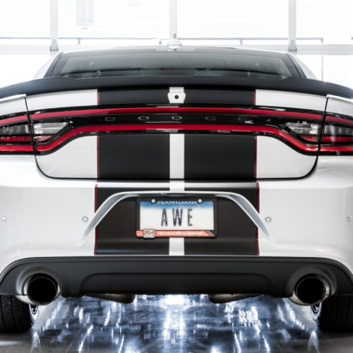 Alternative view of AWE Tuning Track Edition Exhaust - Diamond Black Tips for 2015+ Dodge Charger 6.4L/6.2L Supercharged