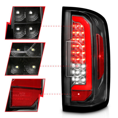 ANZO 15-21 Chevrolet Colorado Full LED Tail Lights w/ Red Lightbar Black Housing Clear Lens - Image 10