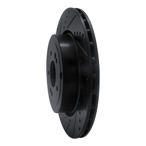 Alternative view of R1 18-25 Genesis G70 Rear Left Drilled & Slotted Black Brake Rotor
