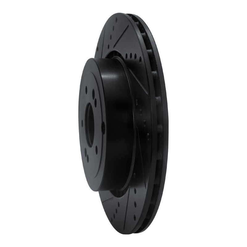 R1 18-25 Genesis G70 Rear Left Drilled & Slotted Black Brake Rotor - Image 2