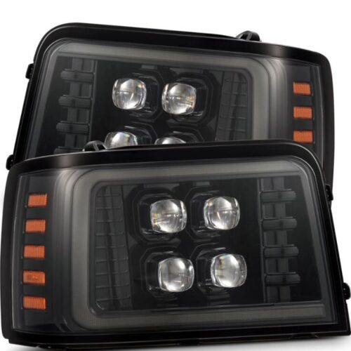 AlphaRex 92-96 Ford F-Series/Bronco NOVA-Series LED Proj Headlight Alpha-Bk w/Actv Light SS & SBDRL