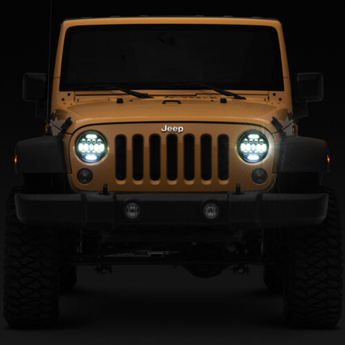 Raxiom for 1997-2018 Jeep Wrangler TJ/JK Axial Series 13-LED Headlights- Black Housing (Clear Lens) - Image 9