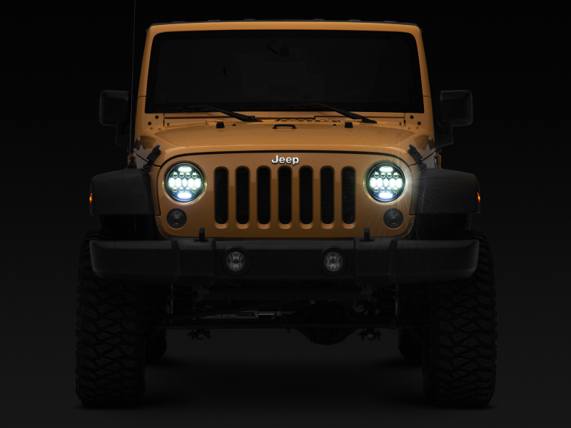 Raxiom for 1997-2018 Jeep Wrangler TJ/JK Axial Series 13-LED Headlights- Black Housing (Clear Lens) - Image 9