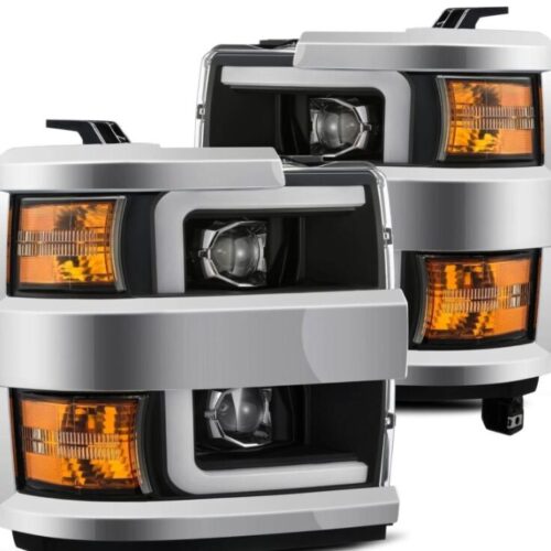 AlphaRex 15-19 Chevy Silverado 2500/3500 LUXX-Series Proj. Headlights Blk w/Actv SeqSig & SBDRL