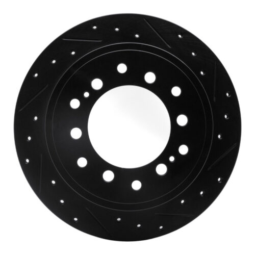 R1 Concepts for 10-24 Lexus GX460 Rear Right Drilled & Slotted Black Brake Rotor