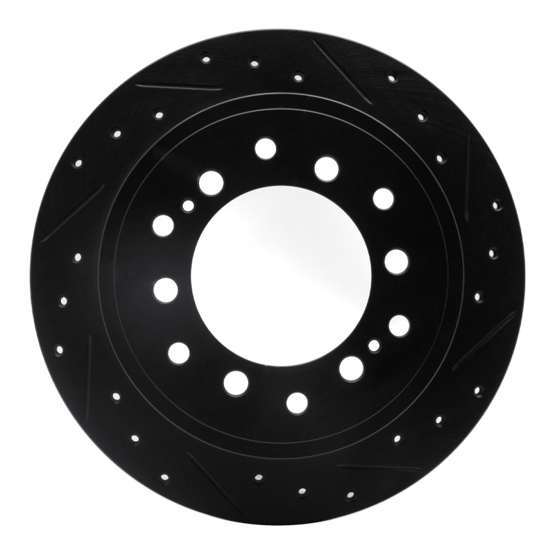 R1 Concepts for 10-24 Lexus GX460 Rear Right Drilled & Slotted Black Brake Rotor